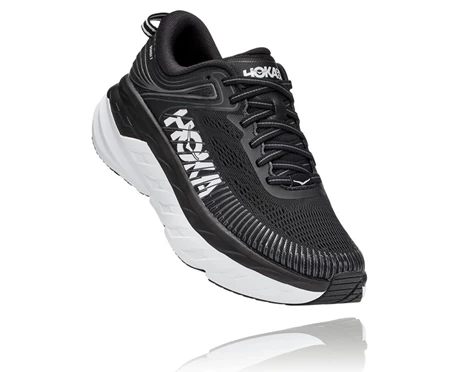 Black / White Women's HOKA Bondi 7 Road Running Shoes | US-VDFGTS